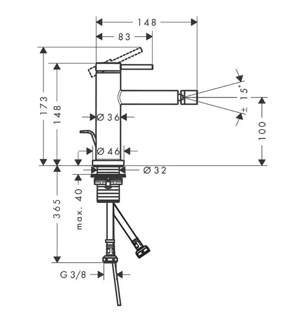 Hansgrohe Tecturis S - Bidetarmatur mit Ablaufgarnitur, weiß matt ...
