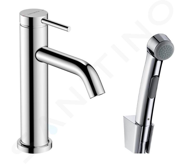 Hansgrohe Tecturis S - Umyvadlová baterie s výpustí Push-Open a bidetovou sprškou, EcoSmart, chrom 73211000