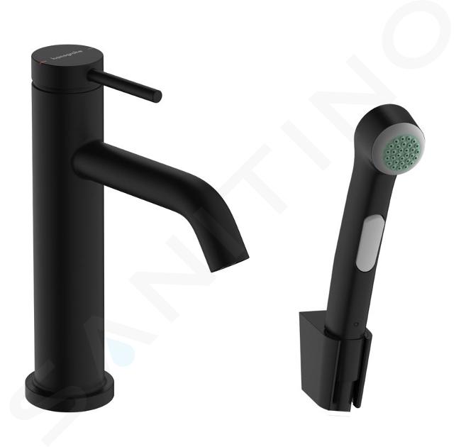 Hansgrohe Tecturis S - Miscelatore da lavabo, con sistema di scarico Push-Open e doccetta bidet, EcoSmart, nero opaco 73211670