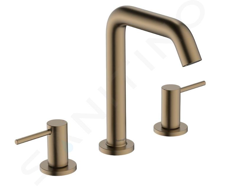 Hansgrohe Tecturis S - Grifo de lavabo, con desagüe Push-Open, instalación de 3 orificios, EcoSmart, bronce cepillado 73330140