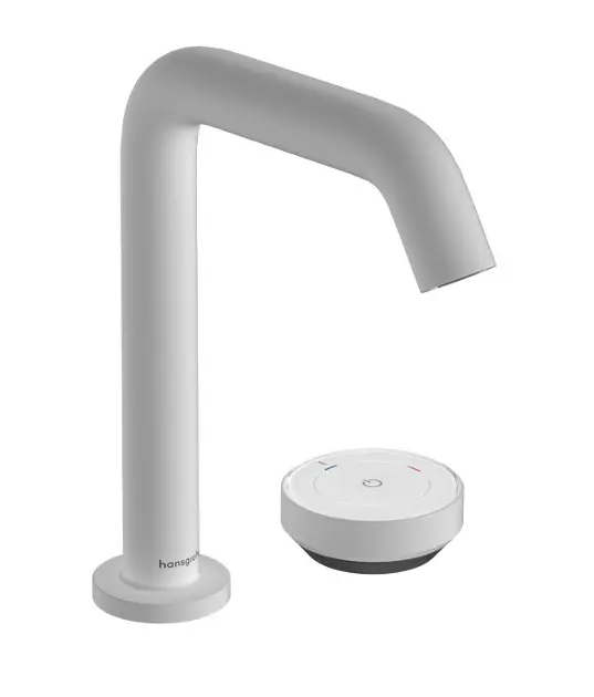 Levně Hansgrohe Tecturis S - Umyvadlová baterie s výpustí, 2-otvorová instalace, CoolStart, EcoSmart+, matná bílá 73353700
