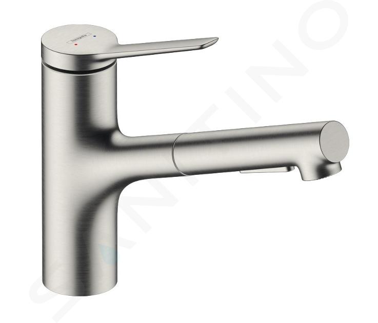 Hansgrohe Zesis M33 - Baterie chiuvetă cu duș extractibil, aspect oţel inoxidabil 74820800