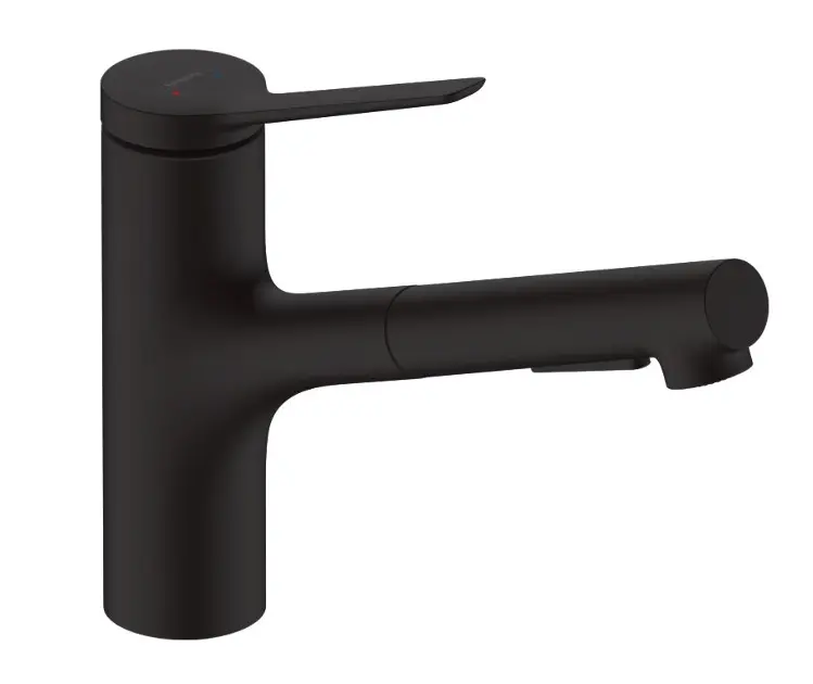 Hansgrohe Zesis M33 - Bateria zlewozmywakowa z wyciąganą wylewką, sBox, czarny mat 74821670