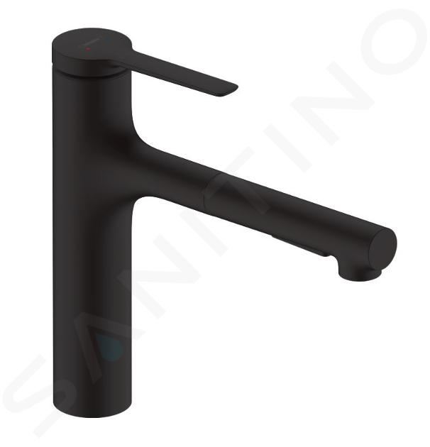 Hansgrohe Zesis M33 - Dřezová baterie s výsuvnou sprškou, sBox, matná černá 74823670