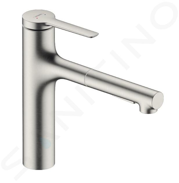 Hansgrohe Zesis M33 - Baterie chiuvetă cu duș extractibil, sBox, aspect de oțel inoxidabil 74823800