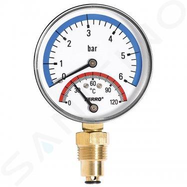 Novaservis Accesorios de fontanería - Termomanómetro 1/2" radial, 0-6 bar TM80R