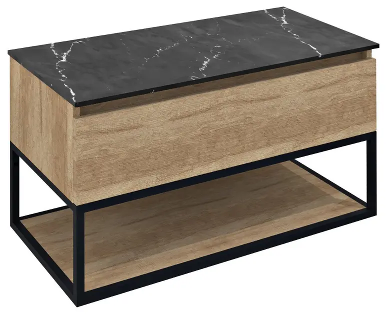 Sapho Skara - Ormarić za umivaonik 90x50x45 cm, 1 ladica, mat crna/Alabama hrast CG006-2222