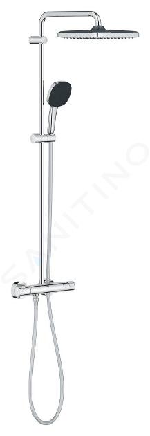 Grohe Vitalio Comfort - Zestaw prysznicowy z termostatem, 25x25 cm, 2 strumienie, czarny mat 26696001