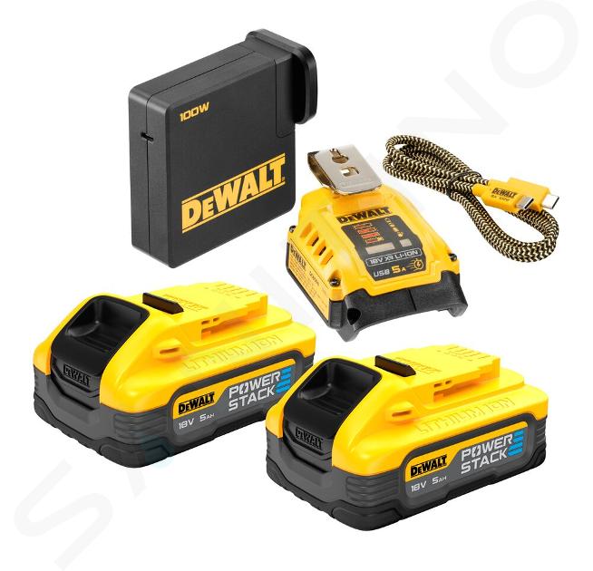 DeWALT Zubehör - USB-Adapter und 2 x 5,0 Ah-Akkus-Set DCB094H2