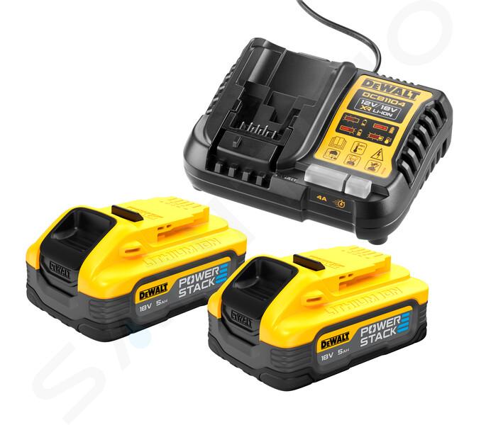 DeWALT Accessoires - Set de chargeur 4A, et de 2 accumulateurs 18 V POWERSTACK 5,0 Ah DCB1104H2