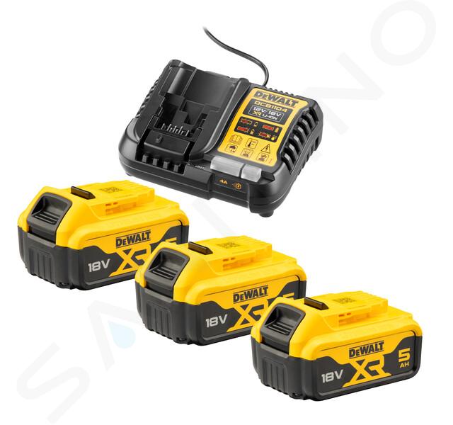 DeWALT Zubehör - Set: 4A-Ladegerät, 3x 18 V XR Li-Ion 5,0 Ah-Akkus DCB1104P3