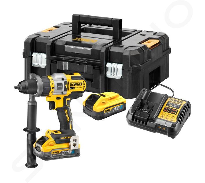 DeWALT Nářadí - 18V AKU vrtačka s příklepem, 2x aku 5,0 Ah, nabíječka DCD999H2T