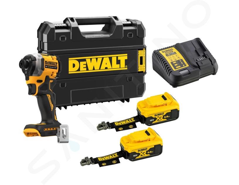 DeWALT Nářadí - 18V AKU rázový utahovák, 2x aku 5,0 Ah LANYARD READY, nabíječka DCF850P2LRT