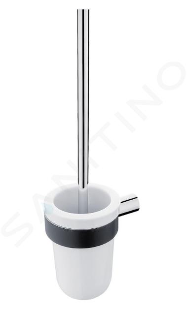 Nimco Nava - Brosse de toilette murale, avec support, chrome/noir mat NA 28094KU