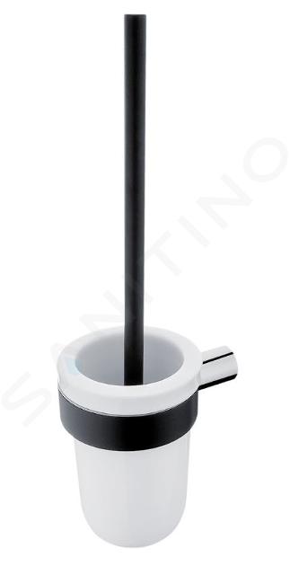 Nimco Nava - WC kefa nástenná, s držiakom, matná čierna/chróm NA 28094KU-b