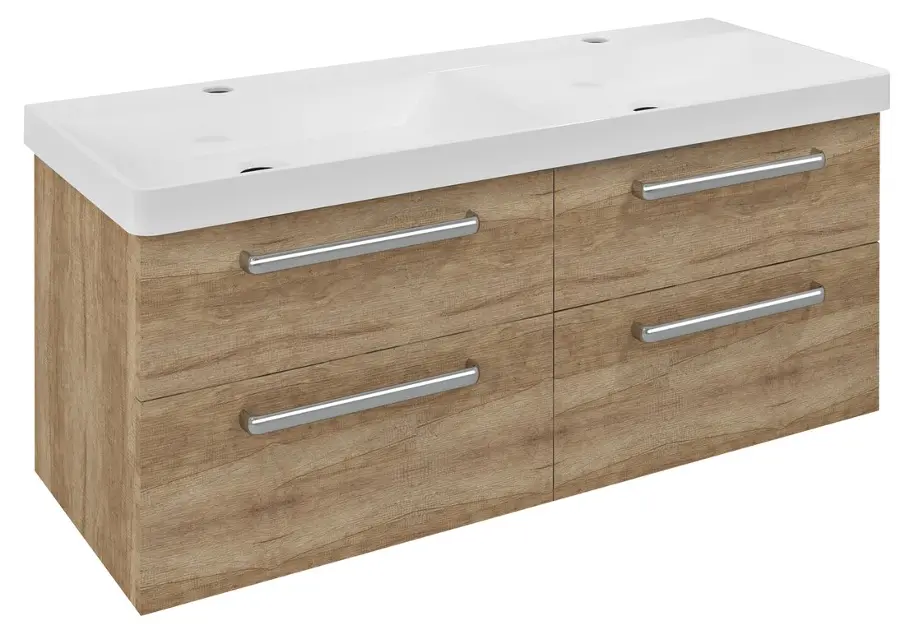 Sapho Theia - Onderkast voor dubbele wastafel 116x50x44 cm, 4 lades, Alabama-eik TH120-2222