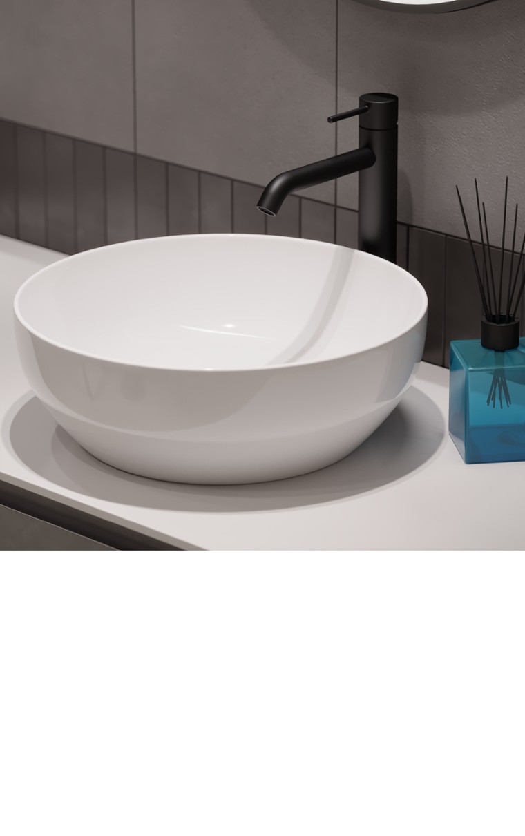 kielle Idolio - Lavabo da appoggio, diametro 40 cm, bianco 30624400