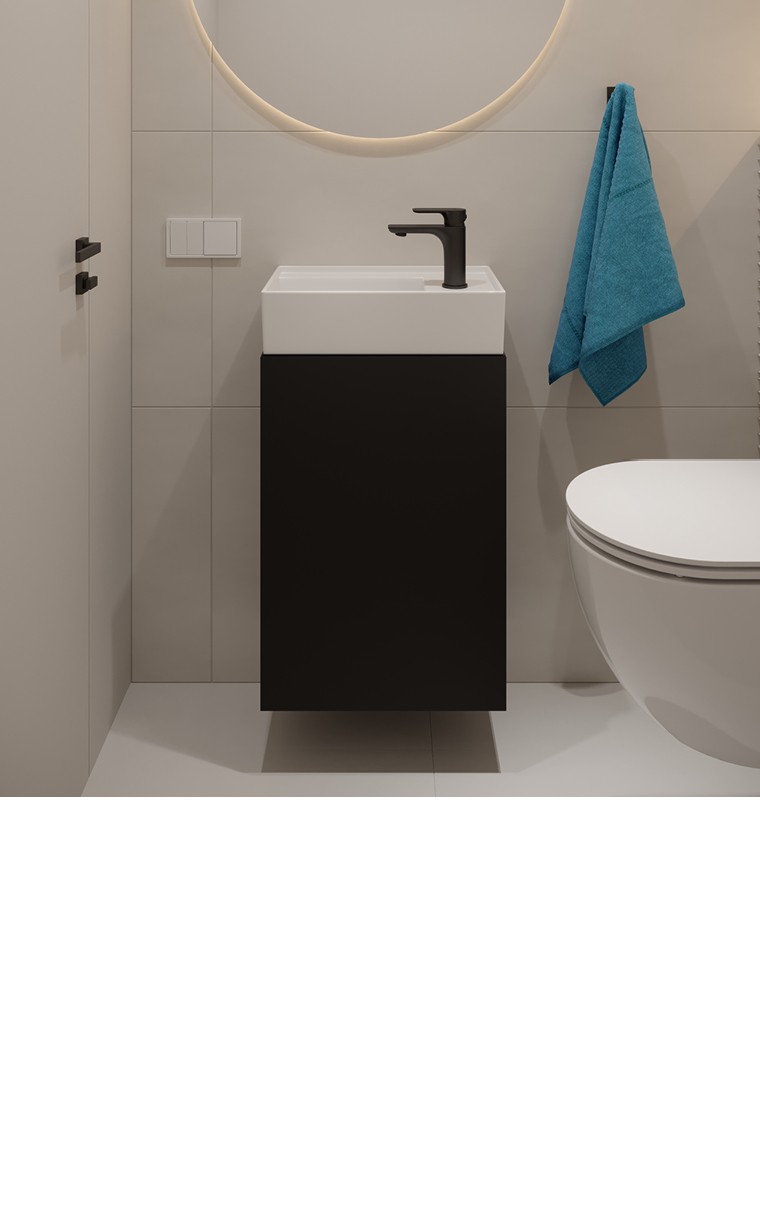 kielle Oudee - Armario con lavabo, 40x68x22 cm, negro mate 50002S44