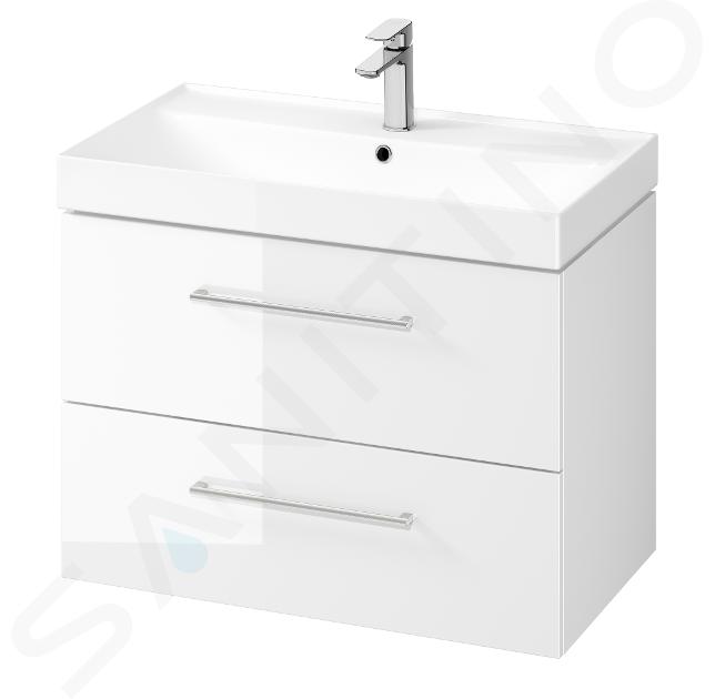 kielle Arkas I - Meuble avec lavabo, 80x57x44 cm, 2 tiroirs, blanc brillant 50011S80