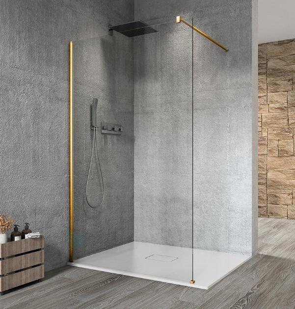 Gelco Vario - Sprchová stěna Walk-In, 80x200 cm, Coated Glass, matná zlatá/čiré sklo GX1280-01