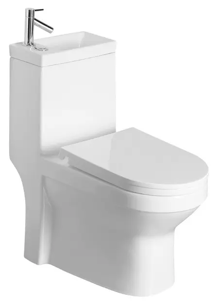 Aqualine HYGIE - Моноблок с мивка, DualFlush, бял PB104W