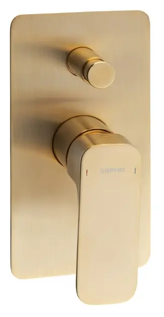 Levně Sapho Spy - Sprchová baterie pod omítku, pro 2 spotřebiče, matná zlatá PY42/19