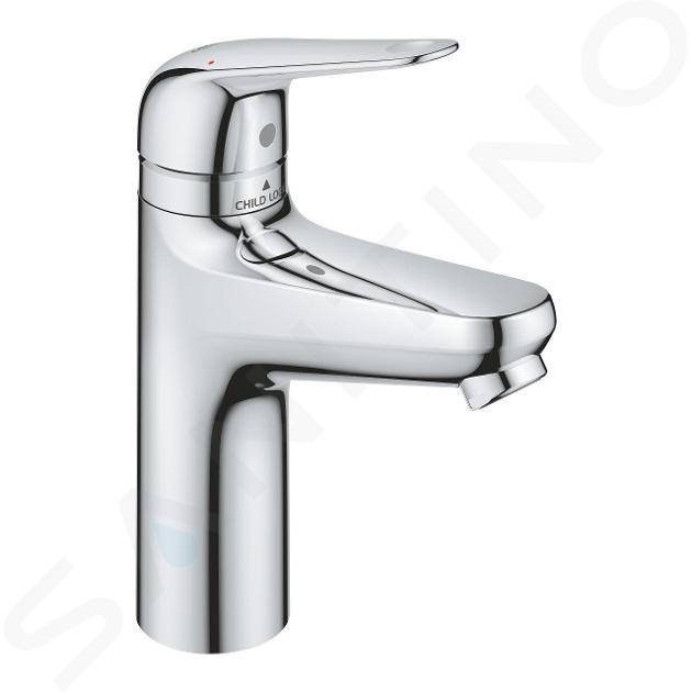 Grohe Swift - Mitigeur de lavabo, avec bonde Push-Open, sécurité enfant, chrome 24327001
