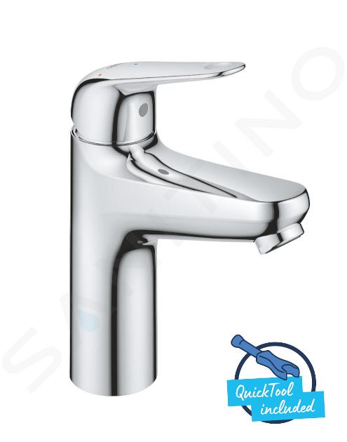 Grohe Swift - Wastafelkraan met Push-Open waste, koude start, chroom 24329001