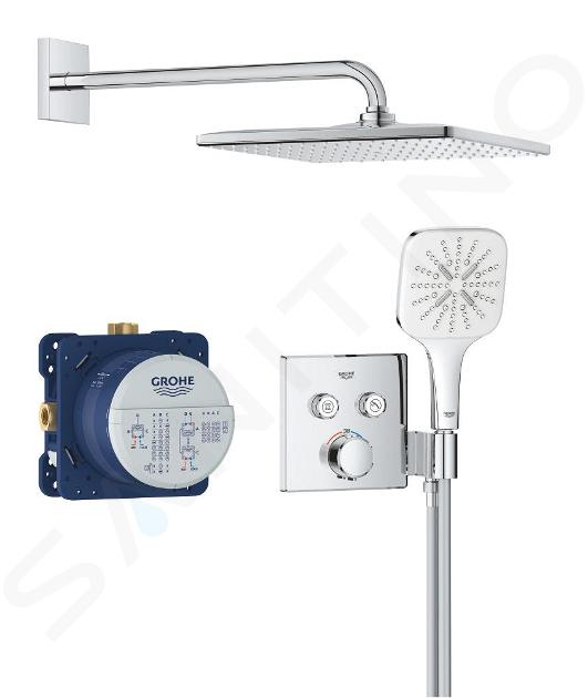 Grohe Precision SmartControl - Set de douche avec thermostat encastré, 31x31 cm, 3 jets, chrome 34876000