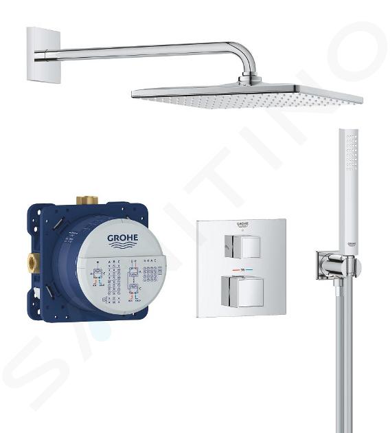 Grohe Precision Cube - Set de douche avec thermostat encastré, 31x31 cm, chrome 34879000