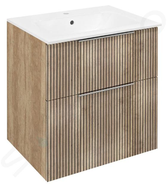 Sapho Cirasa - Mobiletto da lavabo 59x64x46 cm, 2 cassetti, rovere Alabama strip CR601-2322