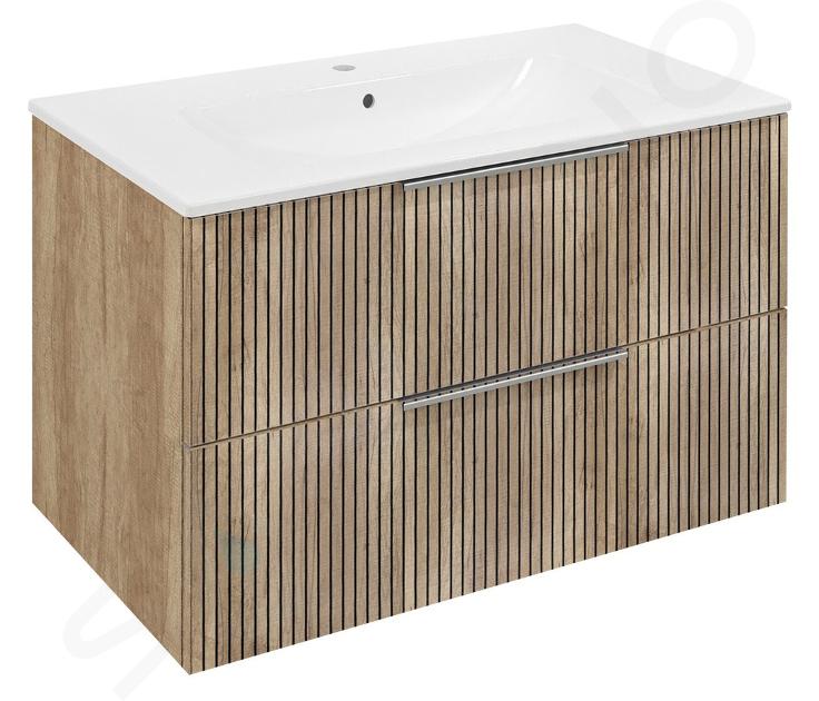 Sapho Cirasa - Mueble para lavabo 80x52x46 cm, 2 cajones, roble Alabama strip CR801-2322