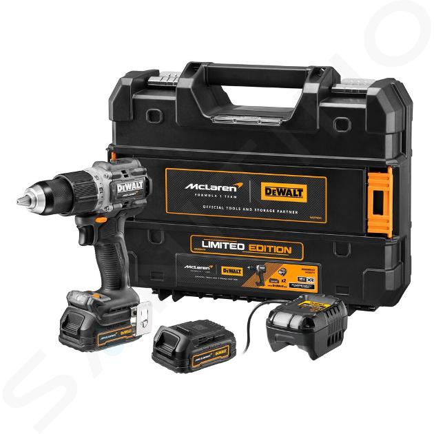 DeWALT Outillage - Perceuse-visseuse à percussion 18V 1,7 Ah POWERSTACK,  chargeur, McLaren DCD85ME2GT