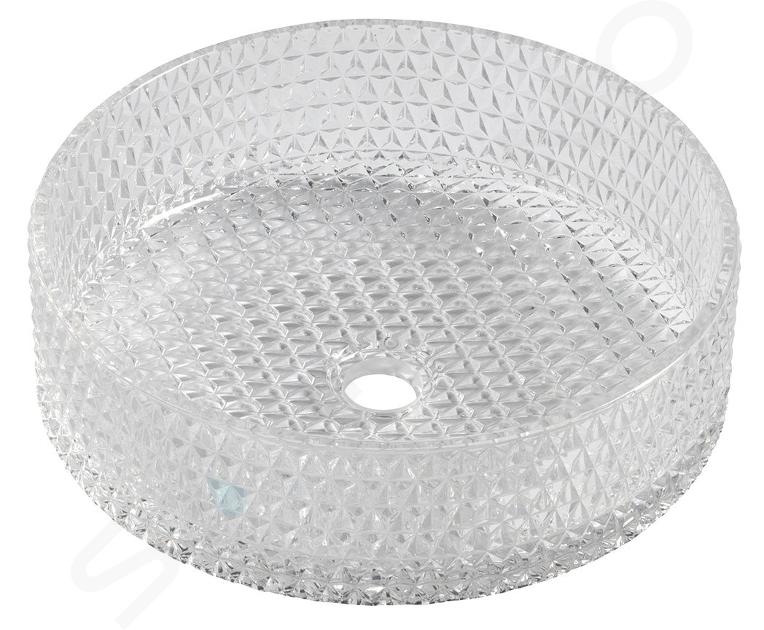 Sapho Beauty - Opzetwastafel, diameter 40 cm, zonder overloop, helder glas TY214CL