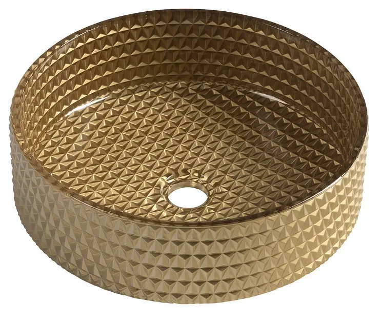Sapho Beauty - Umyvadlo na desku, průměr 40 cm, bez přepadu, zlatá/sklo TY214Z