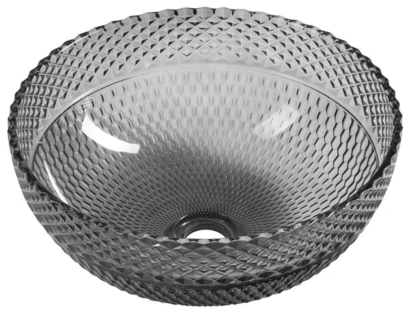 Sapho Beauty - Nadgradni sudoper, promjer 40 cm, bez preljeva, crni/staklo TY310