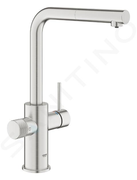 Grohe Blue Pure - Drezová batéria Minta s filtračnou funkciou a výsuvnou koncovkou, supersteel 30601DC0ROZ1