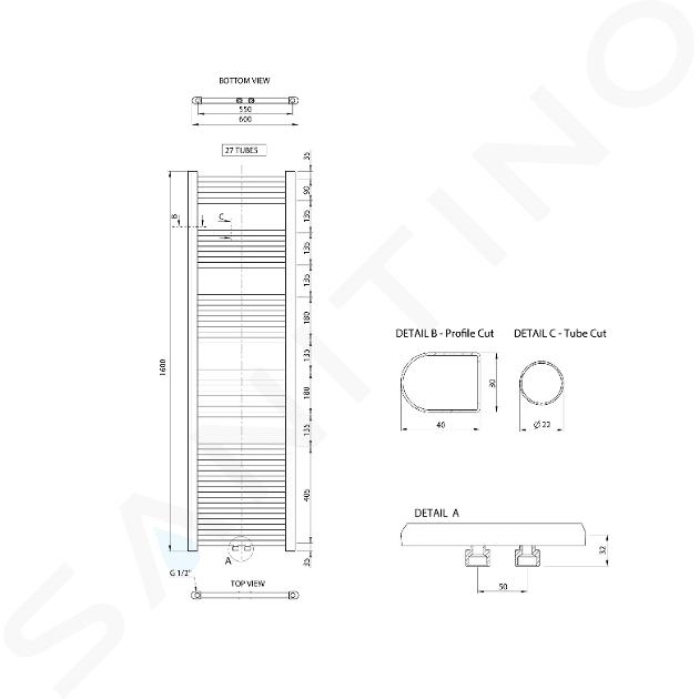 Termoarredo Scaldasalviette bagno 170x60 cromo