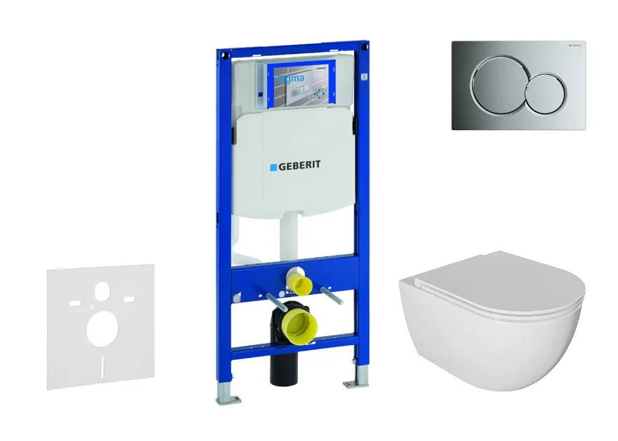 Geberit Duofix - Set předstěnové instalace, klozetu Oudee a sedátka softclose, tlačítko Sigma01, lesklý chrom SANI11CA1120