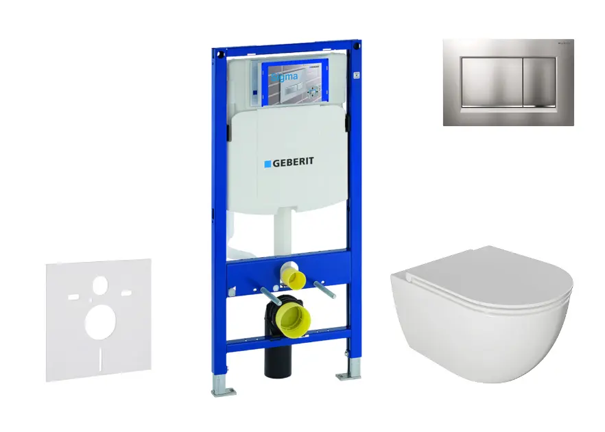 Geberit Duofix - Set con modulo di installazione, vaso WC Oudee e copriwater softclose, placca di comando Sigma30, cromo opaco smaltato/cromo SANI11CA1122