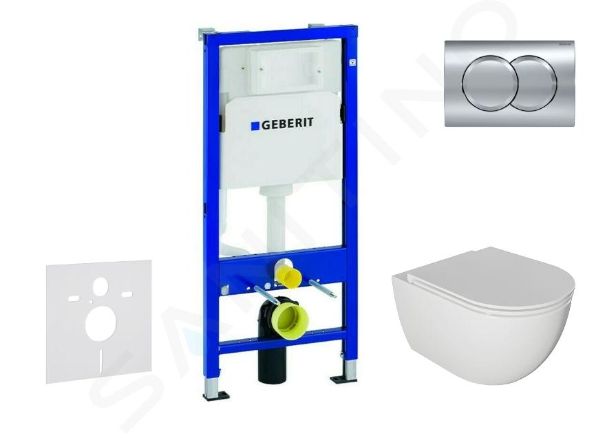 Geberit Duofix - Set předstěnové instalace, klozetu Oudee a sedátka softclose, tlačítko Delta01, lesklý chrom SANI11CA1124