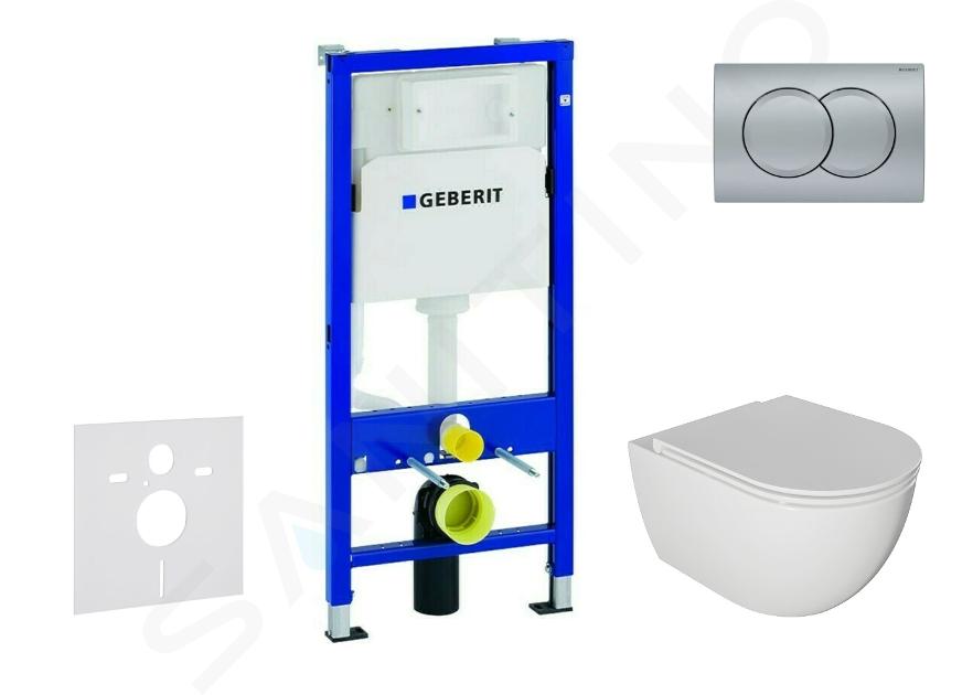 Geberit Duofix - Voorwand montageset, Oudee toilet en softclose zitting, Delta01 bedieningsplaat, mat chroom SANI11CA1125