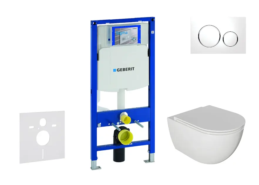 Geberit Duofix - Set předstěnové instalace, klozetu Oudee a sedátka softclose, tlačítko Sigma20, bílá/chrom SANI11CA3114