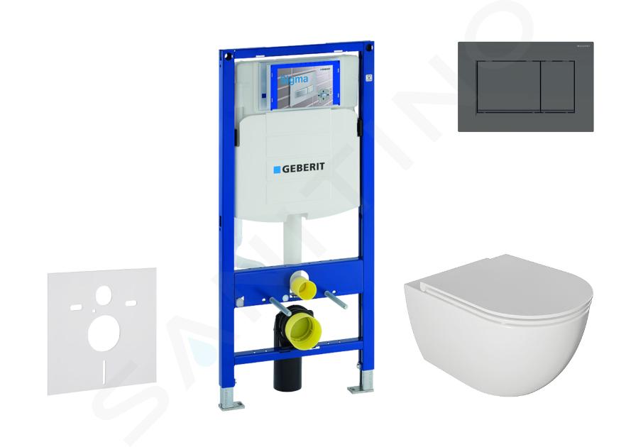 Geberit Duofix - Zestaw do montażu podtynkowego, toaleta Oudee i deska wolnoopadająca, przycisk Sigma30, czarny mat/czarny SANI11CA5104