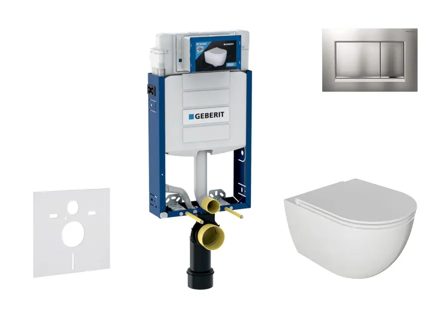 Geberit Kombifix - Conjunto de módulo de instalación empotrada, Inodoro Oudee y asiento con cierre suave, botón Sigma20, cromo lacado mate/ cromo SANI15CA1116