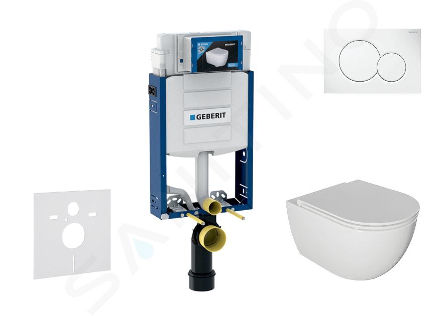 Geberit Combifix - Set con modulo di installazione, vaso WC Oudee e copriwater softclose, placca di comando Sigma01, bianco alpino SANI15CA3110