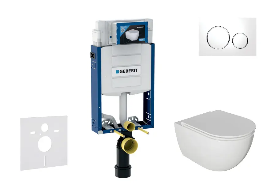 Geberit Kombifix - Set Vorwandelement, WC Oudee und Softclose-Sitz, Betätigungsplatte Sigma20, weiß/Chrom SANI15CA3111