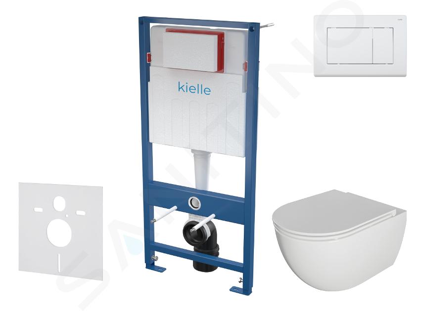 kielle Genesis - Set con modulo di installazione, vaso WC Oudee con copriwater softclose e placca di comando Gemini III, bianco 30505SS19