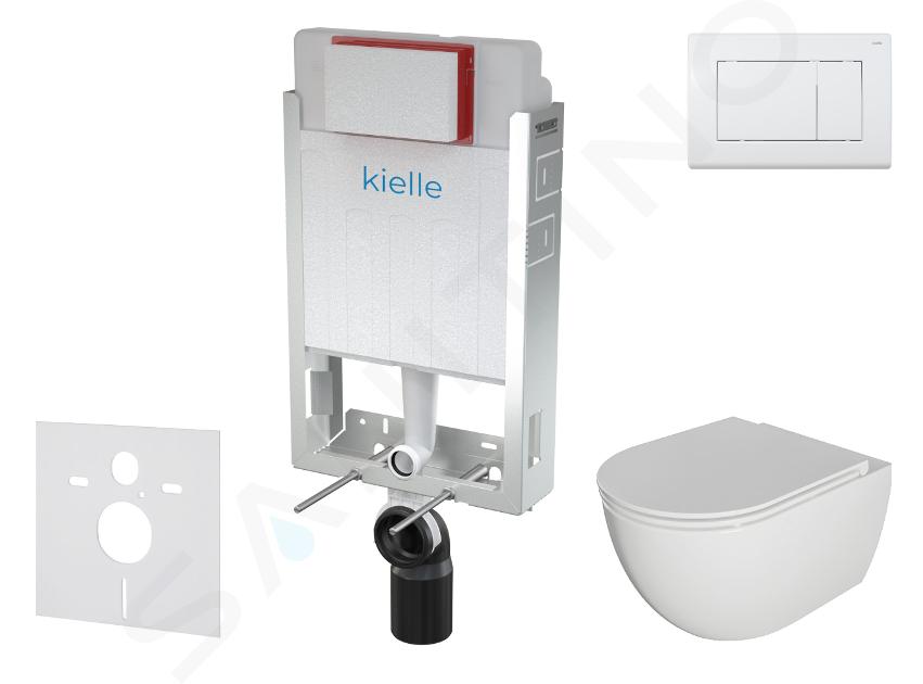 kielle Genesis - Set con modulo di installazione, vaso WC Oudee con copriwater softclose e placca di comando Gemini III, bianco 30505SZ19