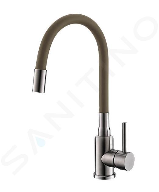 Alveus Mintas - Mitigeur d’évier avec bec flexible, inox brossé / beige 1144429